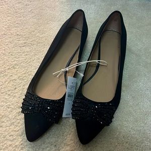 Gem-Studded Black Flats